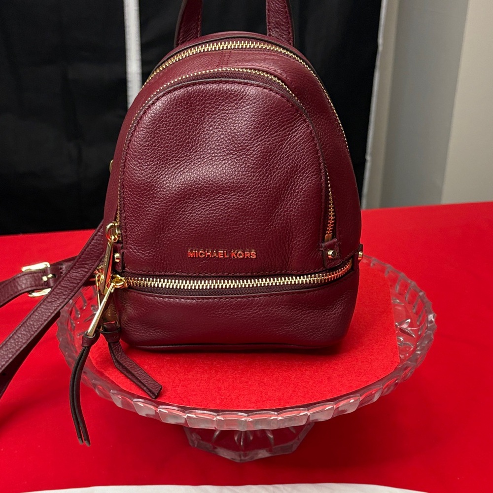 Michael Kors Deep Red/Burgundy Mini Leather Backpack EUC